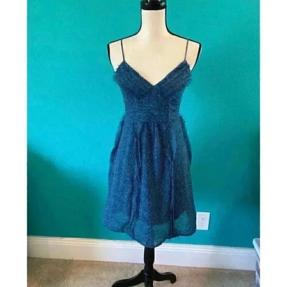 American eagle outfitters blue polka dot dress